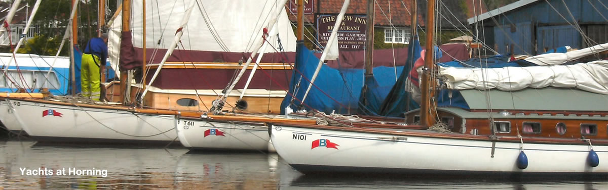 Yachts outside a Norfolk Broads pub